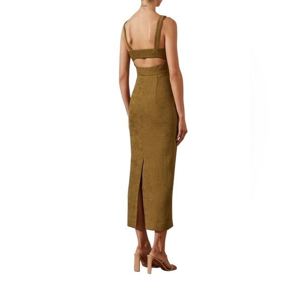 Shona Joy - Simone Cross Over Tan Cut-Out Midi Dress Sz 6 - Picture 2 of 10